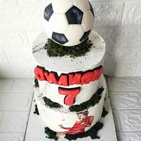 Hand painted football cake