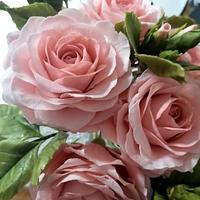Free-formed vintage roses spray 