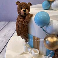 Bear baby shower cake