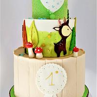 Woodland - First birthday cake