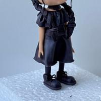 PDF tutorial, halloween   Wednesday Addams inspired , topper, fondant girl