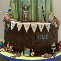 Woodlands 1st Birthday Cake Tree Trunk