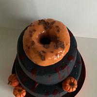 Black cake with donut