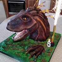 Dino head cake