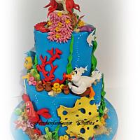 Little mermaid themed cake 