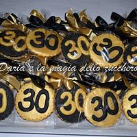 black and gold 30th cookies