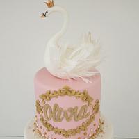 Swan cristening cake.