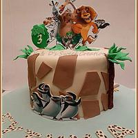 Madagascar double birthday cake