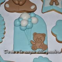 Teddy bear baptism cookies