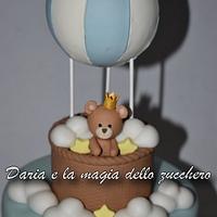Teddy bear in hot balloon cake