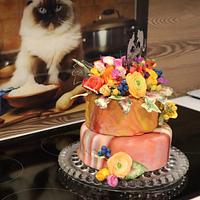 Wedding cake with gumpaste flowers