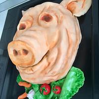Pig head cake