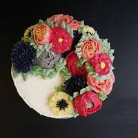 Buttercream flowers cake 