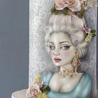 Marie Antoinette airbrush art cake