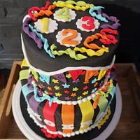 Rainbow dummy birthday party cake