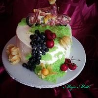 Fruit's cake with chocolate motorcykle