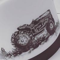 Hand painted vintage tractor 