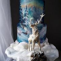 Painted Christmas cake