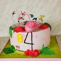 Торта с фламинго и пеперуди 