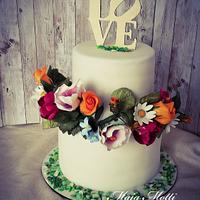 Birthdey's cake, sugar flowers 