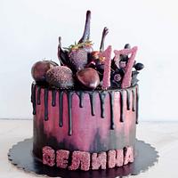 Black and burgundy cake 