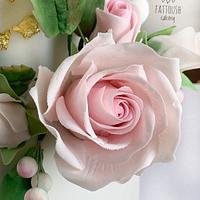 Wedding cake with gum paste roses