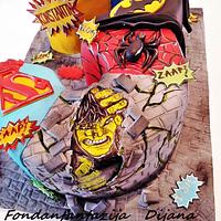 Superheroes themed cake
