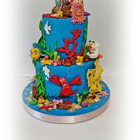 Little mermaid themed cake 