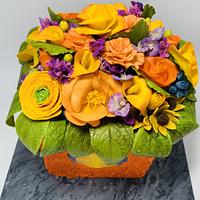 Birthday cake with sugar flowers