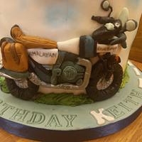 Royal Enfield motorbike and RAF cake 