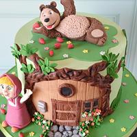 Masha and bear birthday cake - Decorated Cake by Paula - CakesDecor
