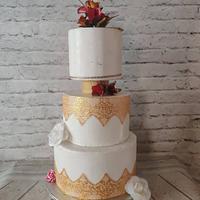 Gold lace Wedding Cake