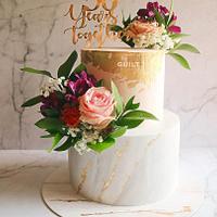 Fresh Flower Gold and Marble cake