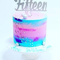 Ombre lovely colours birthday cake 