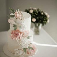 Romantic floral cascade wedding cake