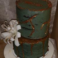 Birthday stone effect  crackled cake