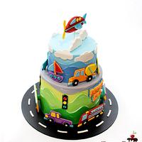 Beep Beep... Transport theme cake 