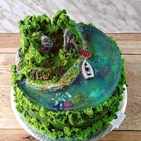 Island in a lake cake