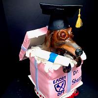 Dachshund Graduation Cake