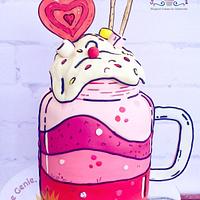 Cartoon style milkshake cakes