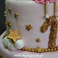 2 TIER PINK&GOLD CAKE FOR HER FIRST BIRTHDAY