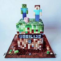Minecraft themed cake