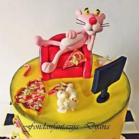 Pink Panther themed cake