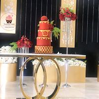 Red royal wedding cake
