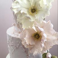 Sugar Flowers on a textured cake