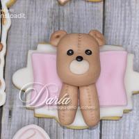 Teddy bear themed cookies for baptism