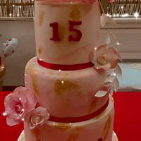 15 years rose and peonies cake