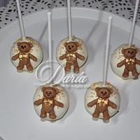Baptism cupcakes and cakepops teddy bear