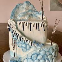 Wintery Mountain Scene Cake