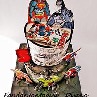 Superheroes themed cake